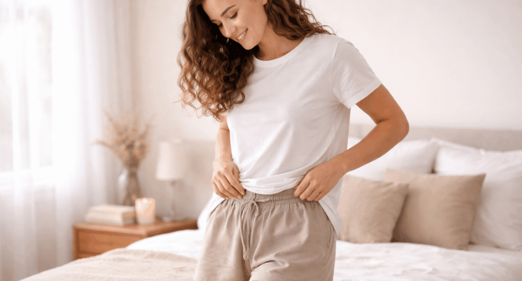 Une personne serein grace au culotte menstruelle